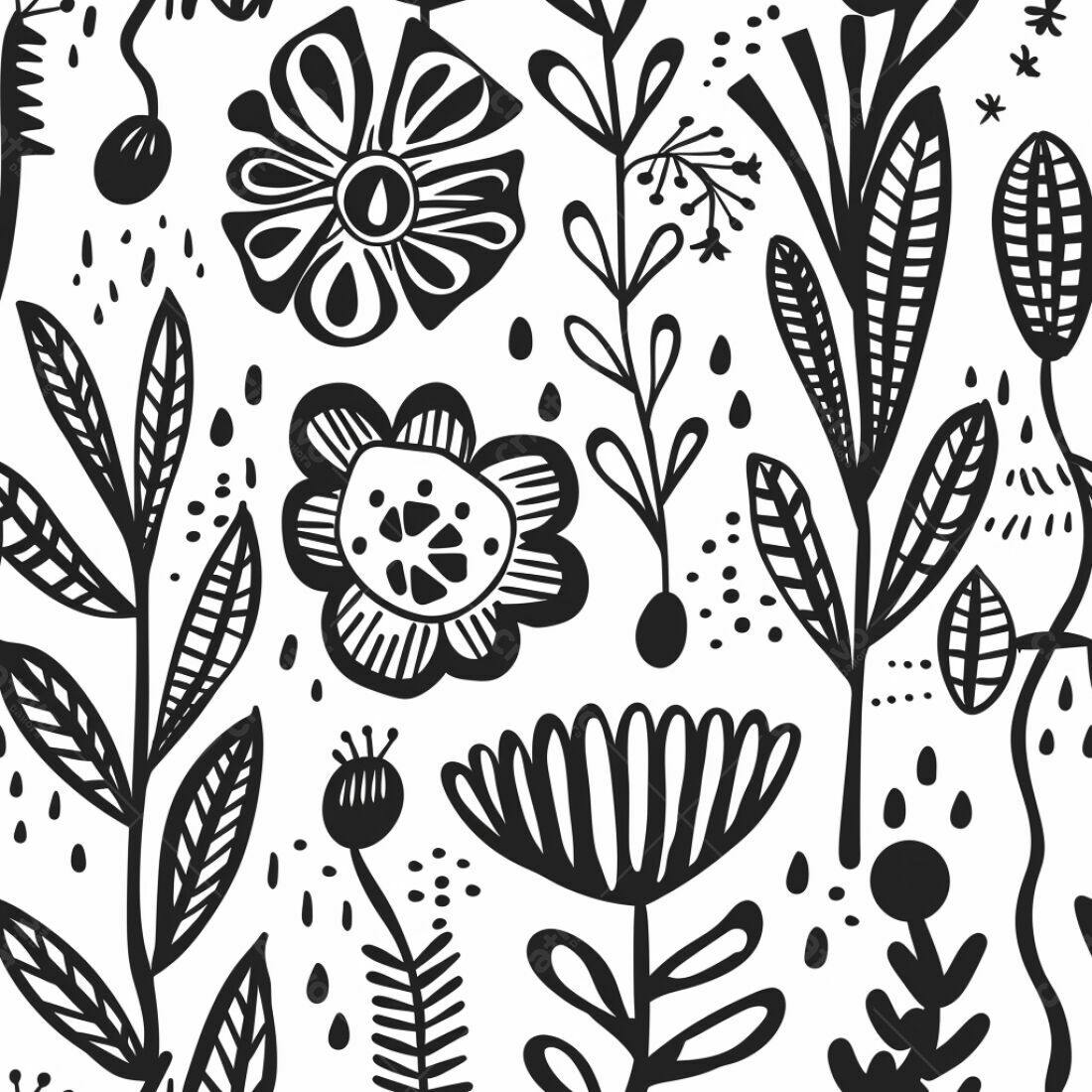 Textura floral preto e branco para fundo