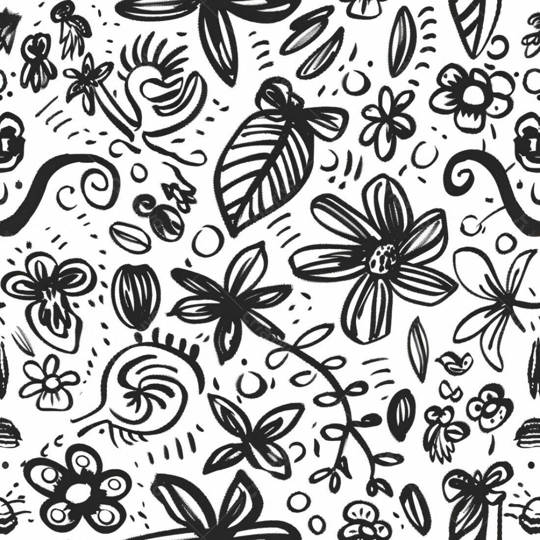 Textura Floral Preto e Branco para Fundo