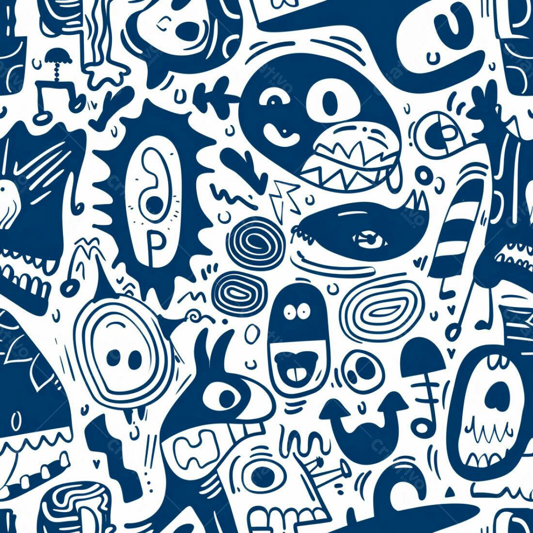 Textura Monstros Desenhados para Fundo Criativo