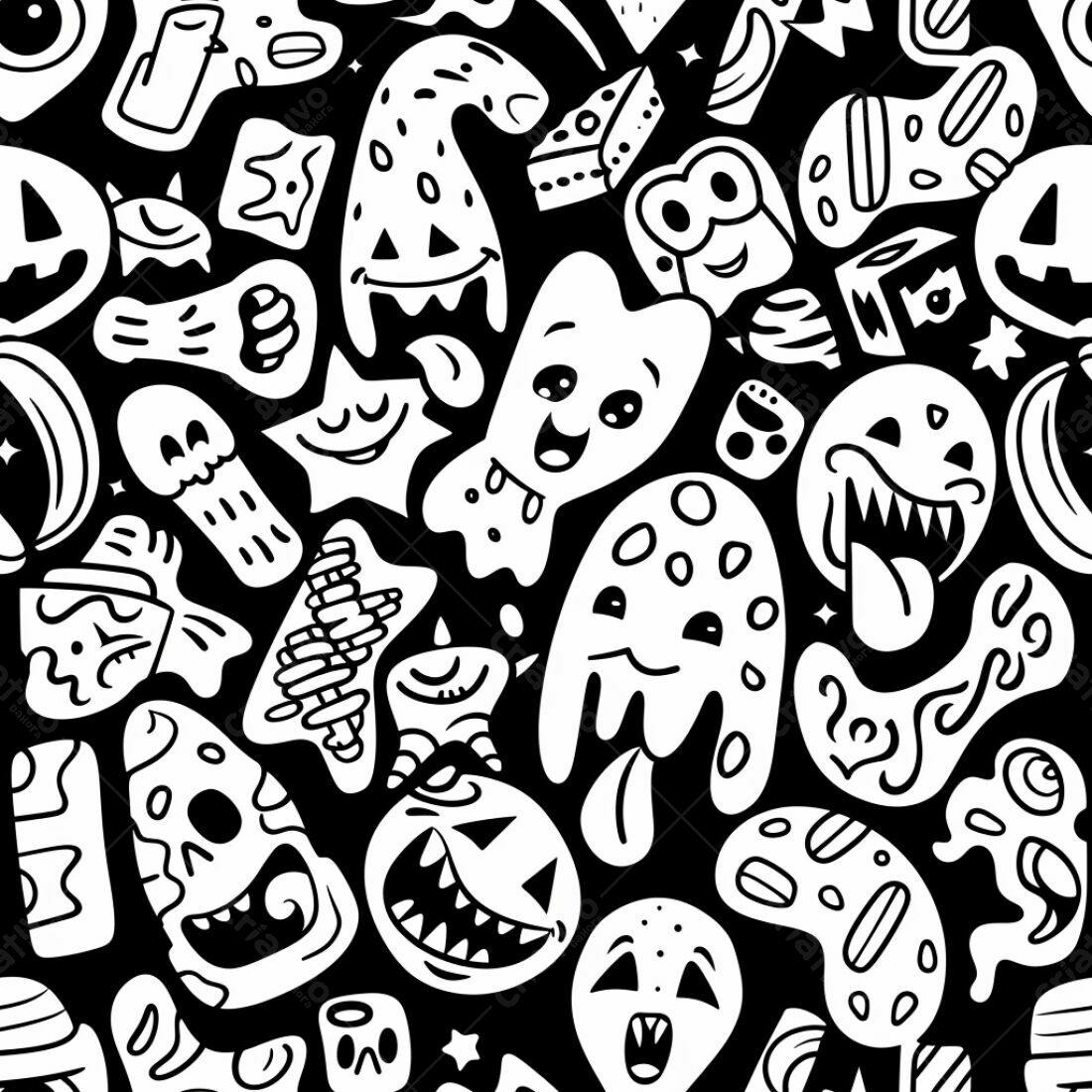 Textura Halloween Monstros para Fundo
