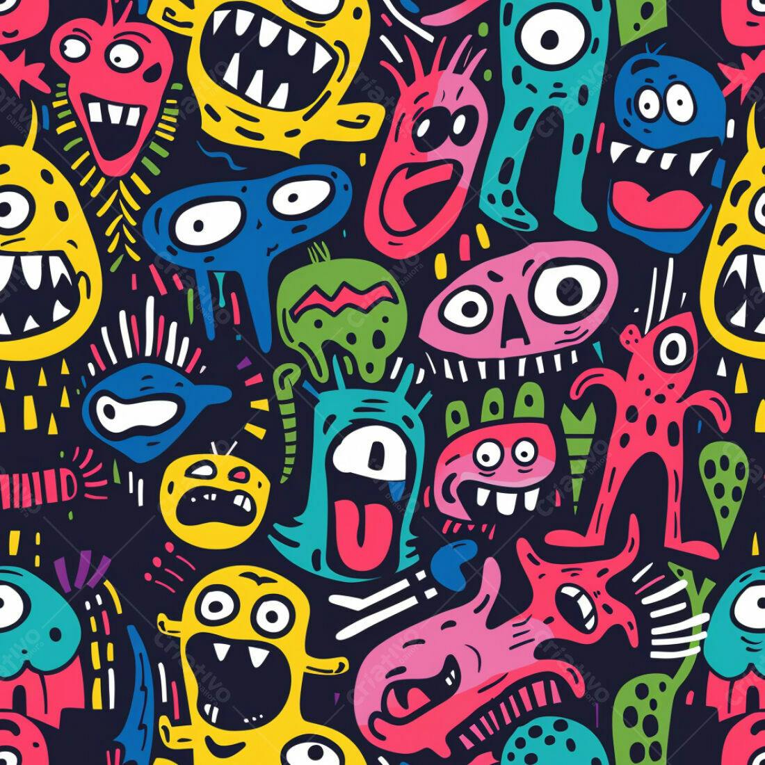 Textura Monstros Coloridos para Fundo