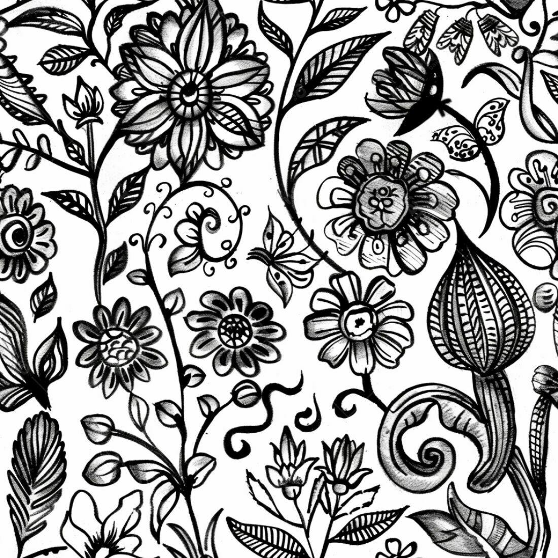 Textura floral monocromática para papel de parede
