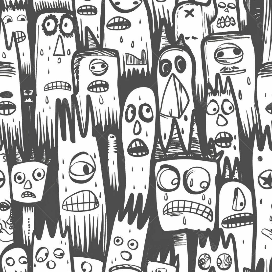 Textura Monstros Desenhados para Fundo de Halloween