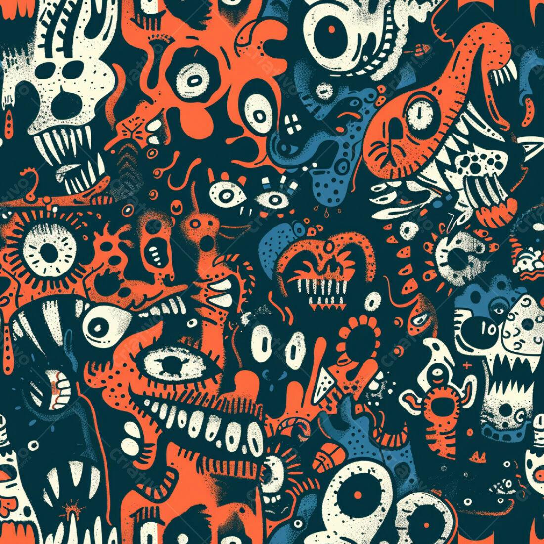 Textura Monstros Colorida para Fundo