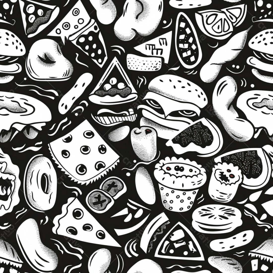 Textura Comida para Fundo Preto e Branco