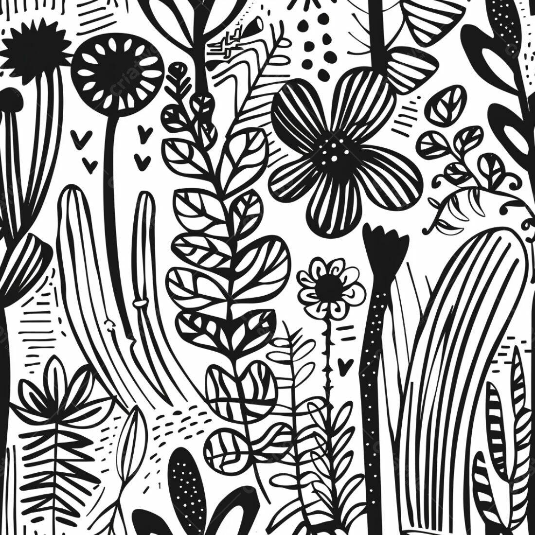 Textura floral preto e branco para fundo