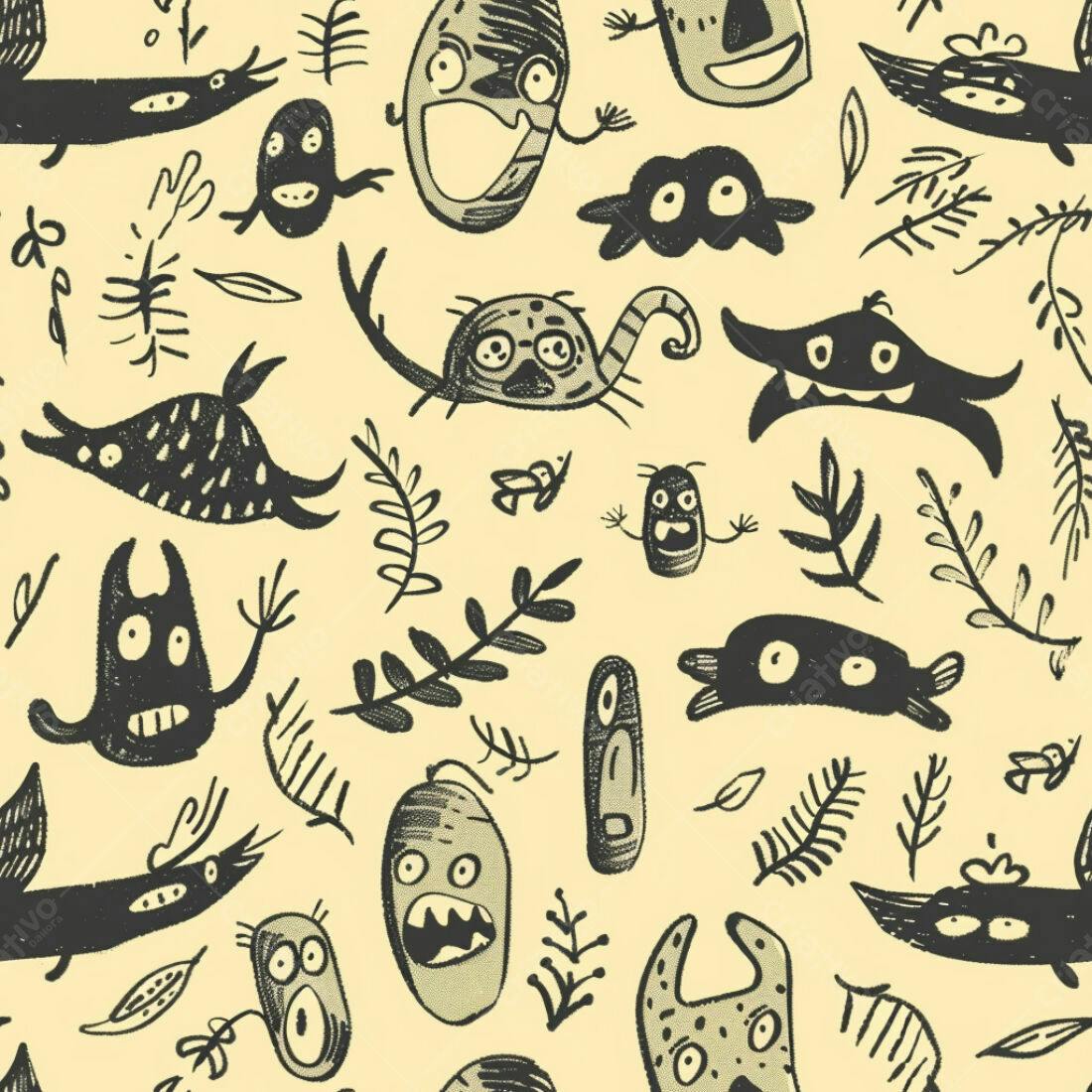 Textura Monstros Desenhados para Fundo