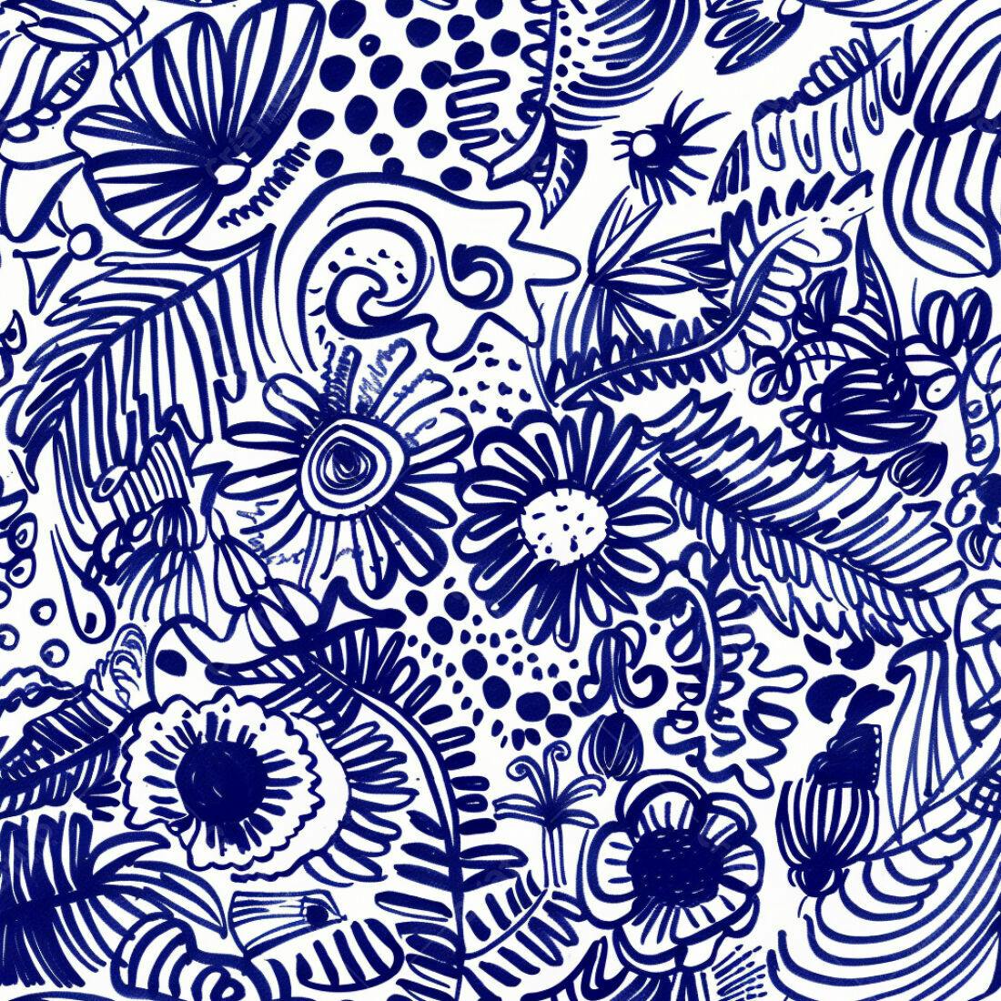 Textura floral azul para papel de parede