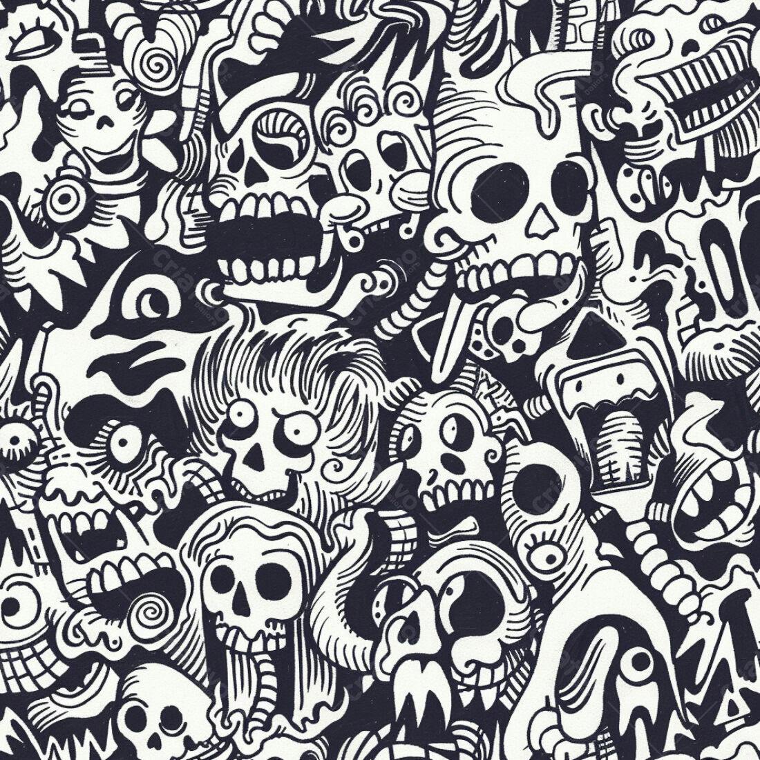 Textura Cabeças Esqueletos para Fundo de Terror