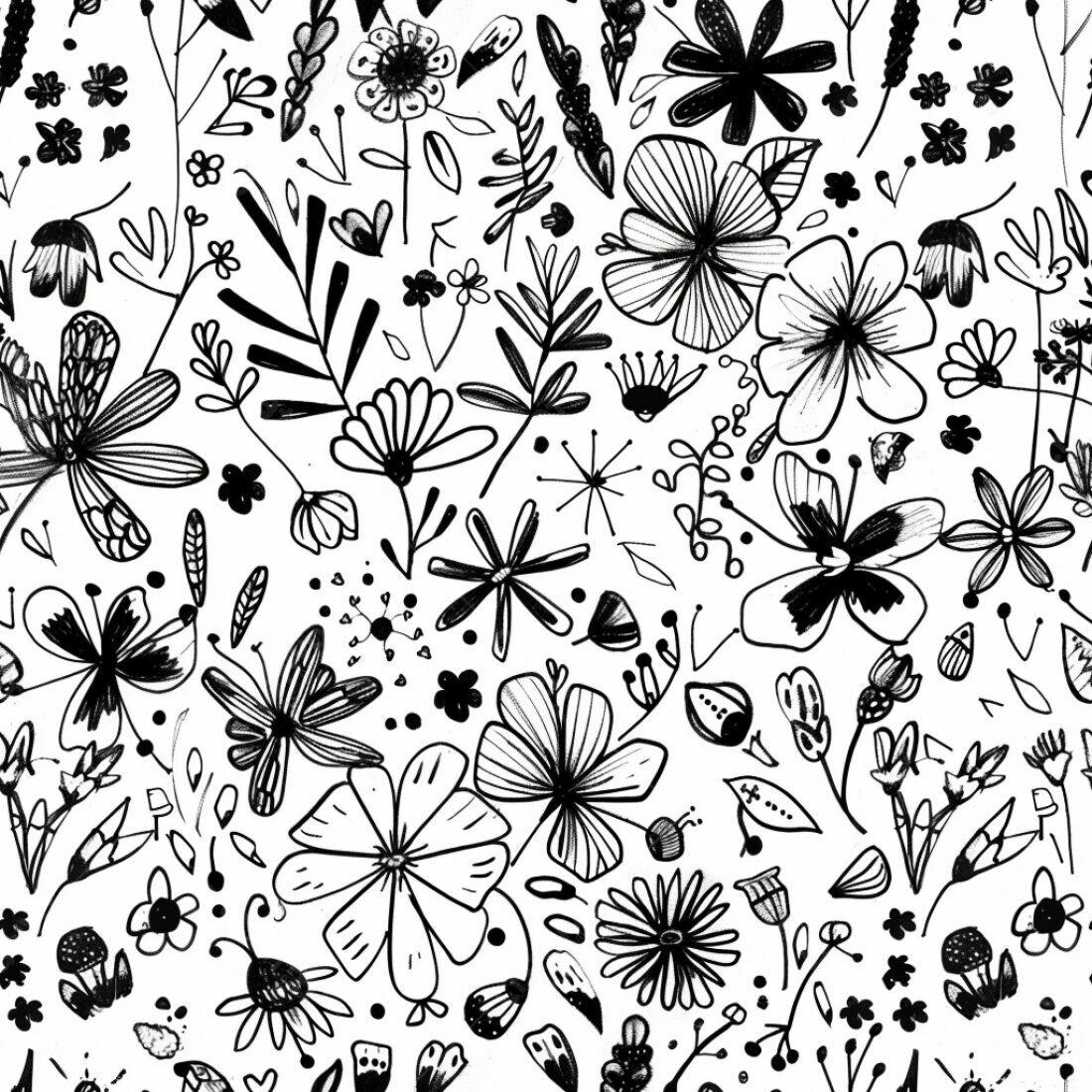 Textura floral preto e branco para fundo