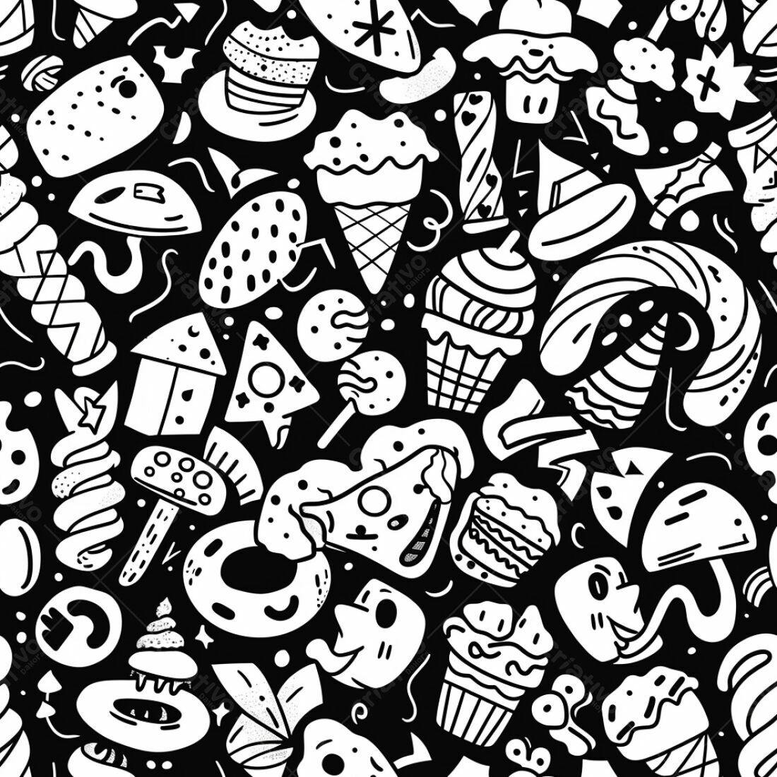Textura Padrão Doce Preto e Branco para Fundo