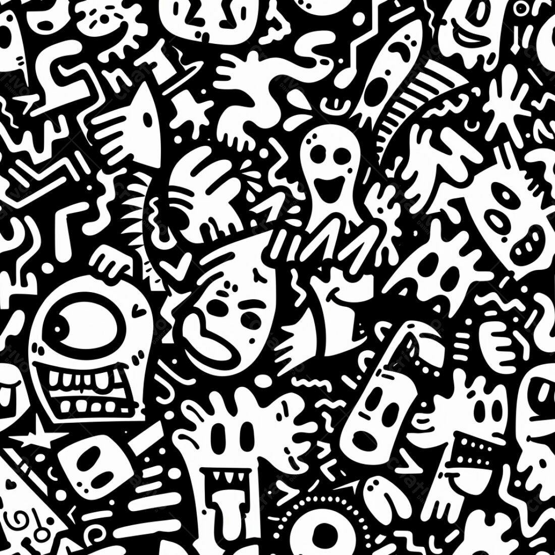 Textura desenho animado preto e branco para fundo