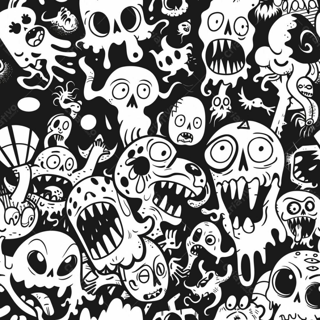 Textura Monstros Cartoon para Fundo de Halloween