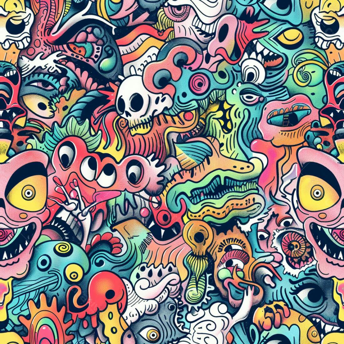 Textura Abstrata Monstros Colorida para Fundo