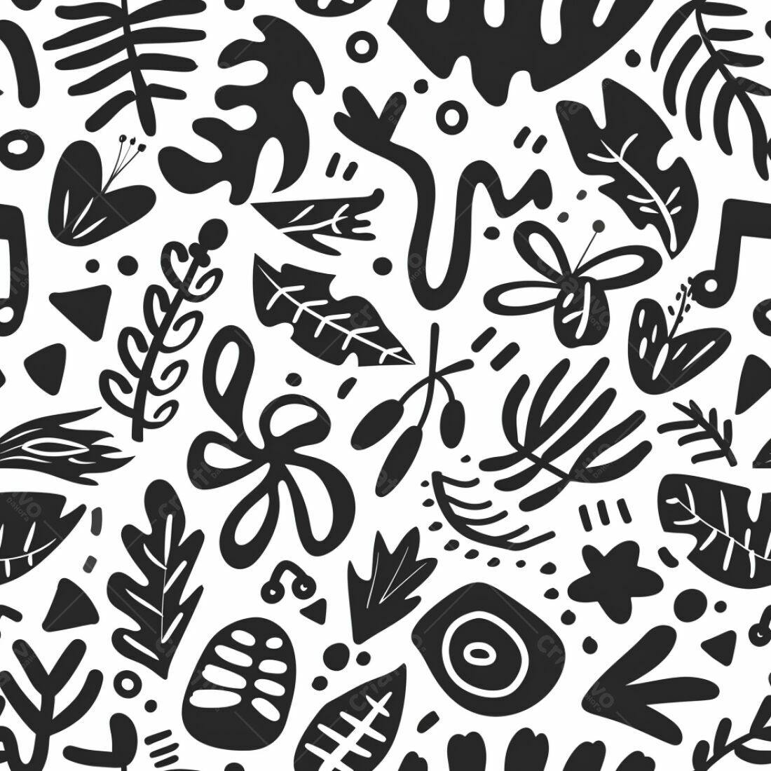 Textura floral abstrata preto e branco para fundo