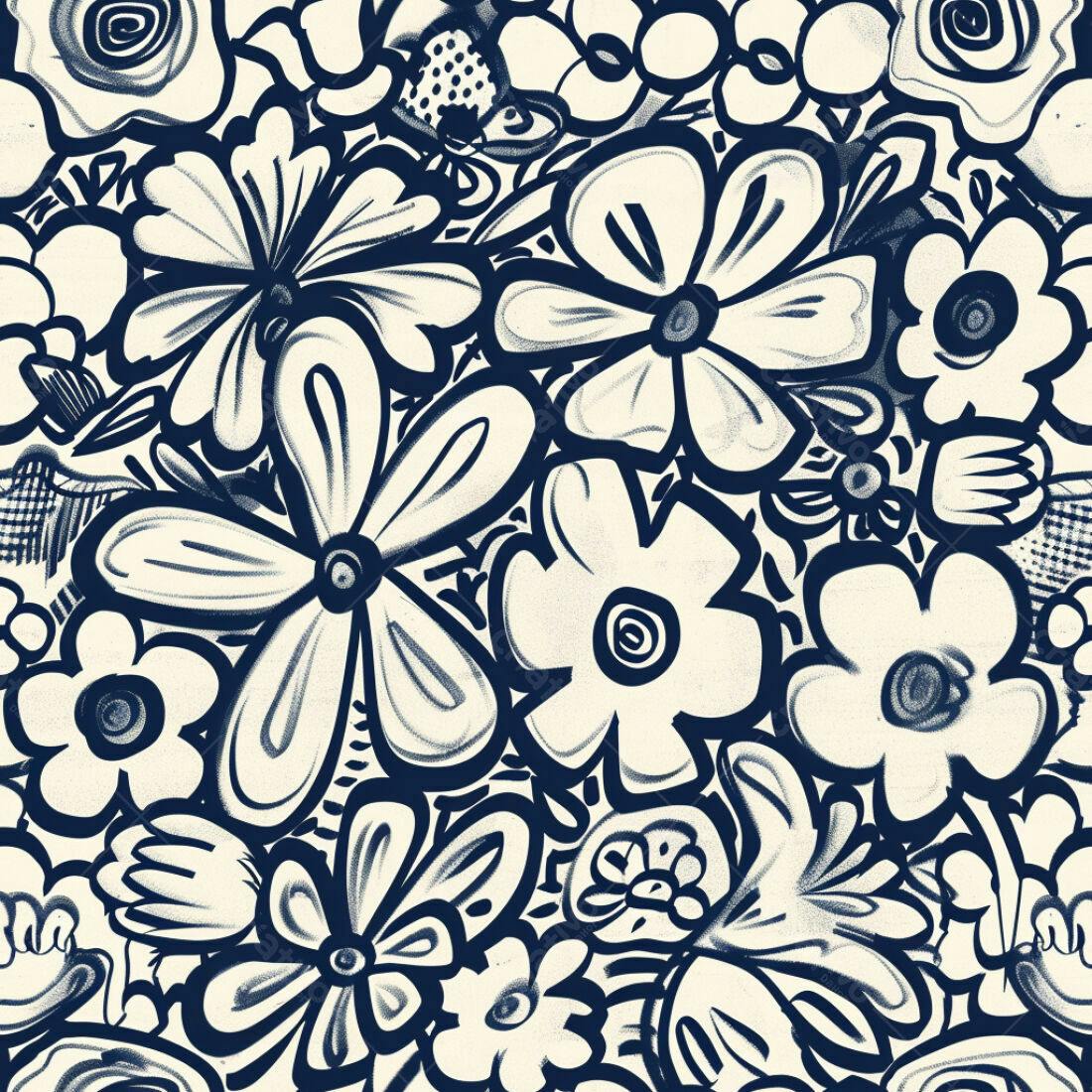 Textura floral navy para fundo