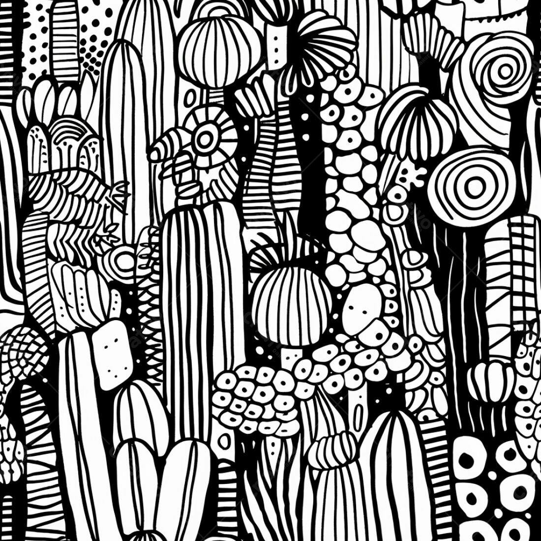 Textura Cactus Preto e Branco para Fundo