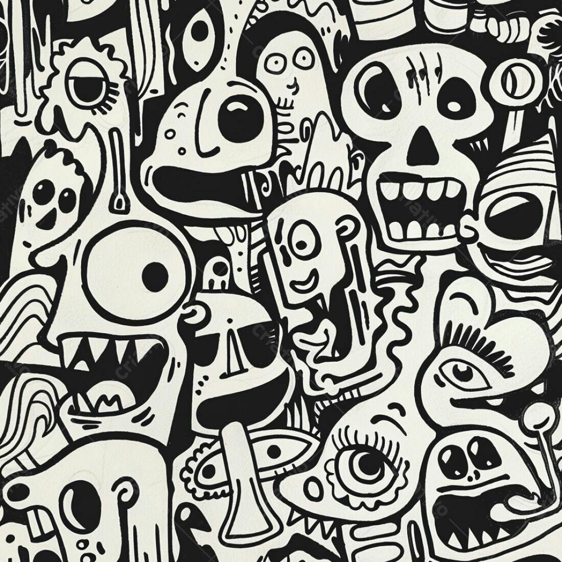 Textura Monstros Desenhados para Fundo de Jogo