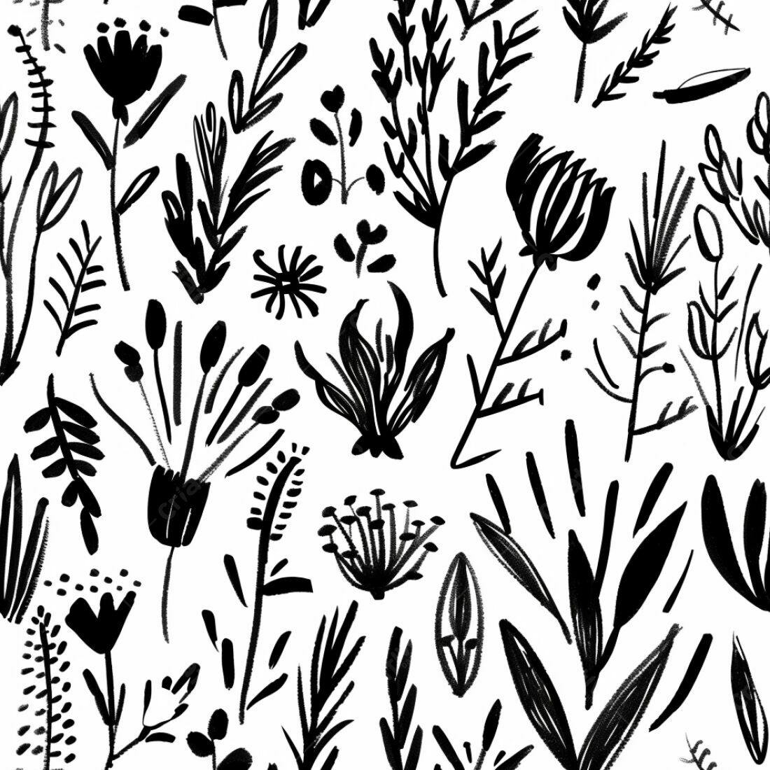 Textura floral preto e branco para fundo