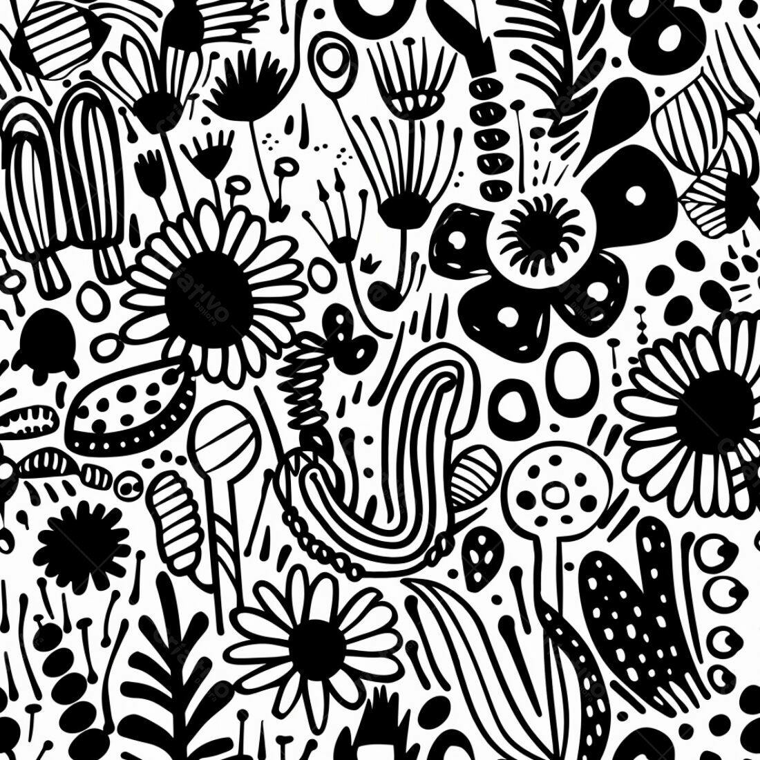 Textura Floral Preto e Branco para Fundo