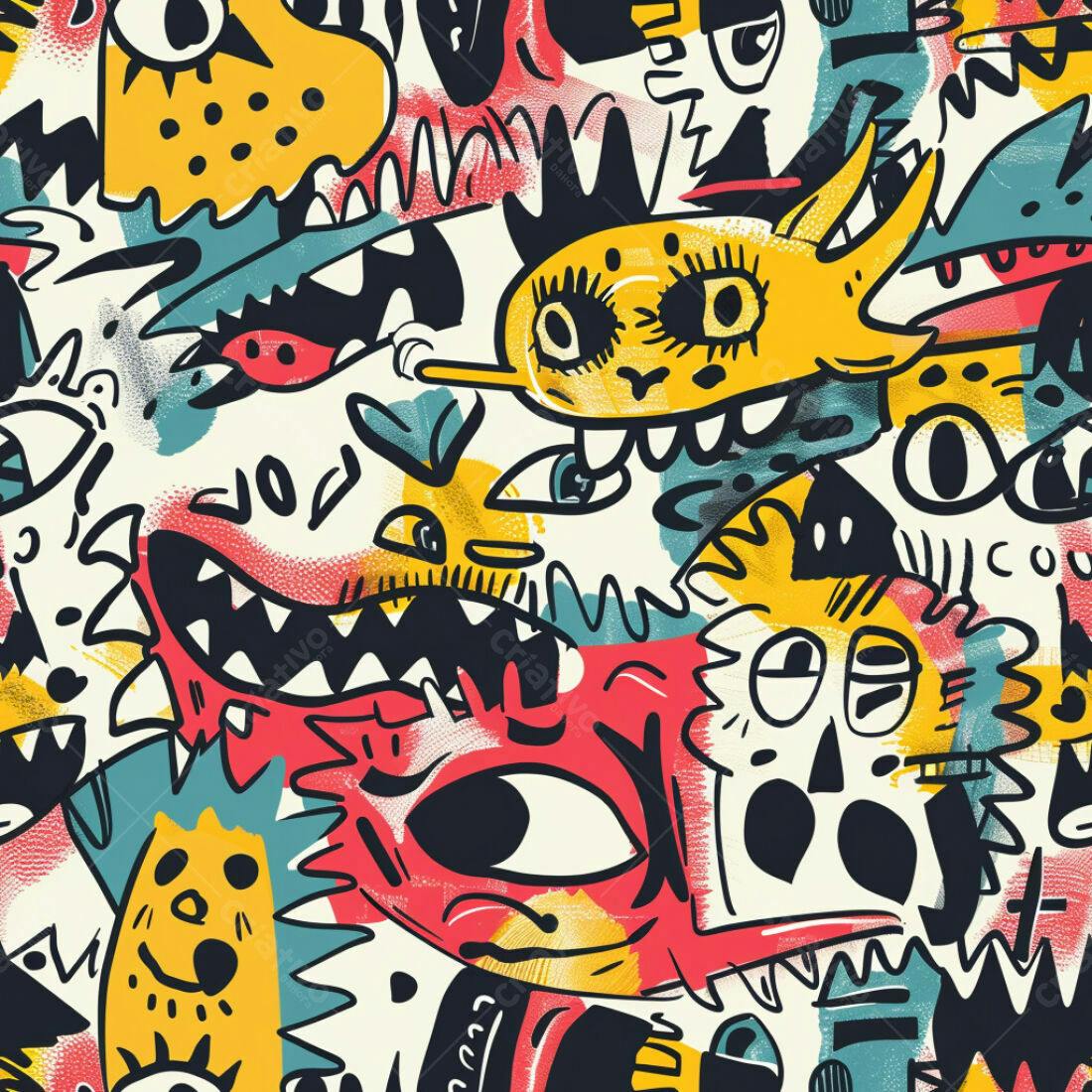 Textura Monstros Colorida para Fundo