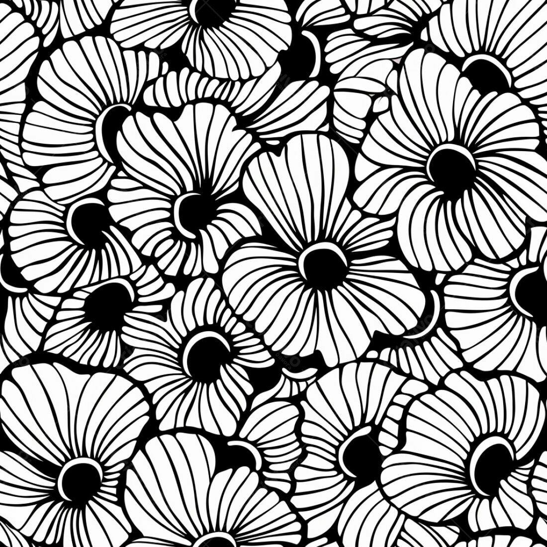 Textura Floral Preto e Branco para Fundo