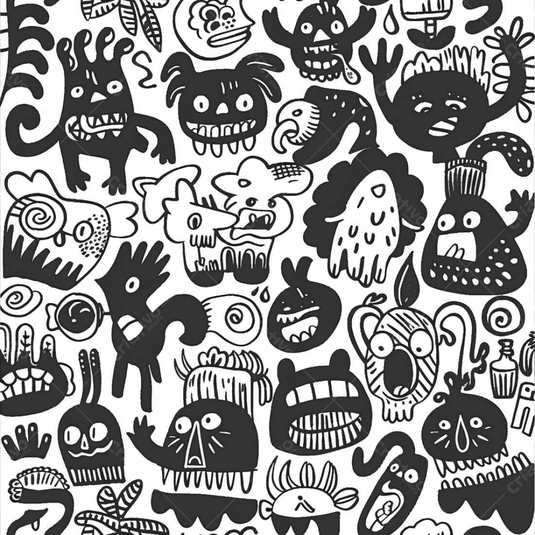 Textura Monstros Desenhados para Fundo