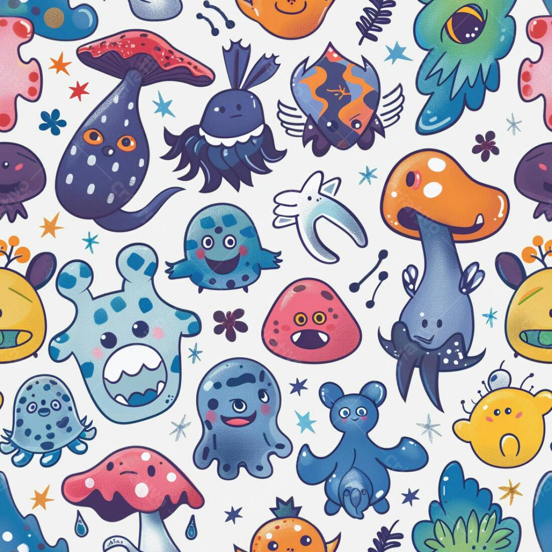 Textura Monstros Coloridos para Fundo Infantil