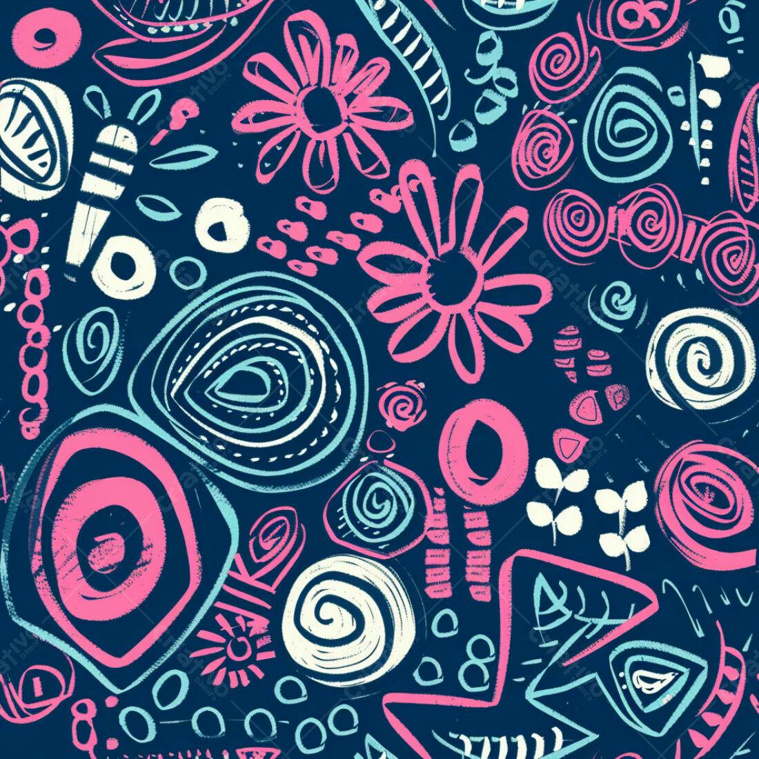 Textura Abstrata Floral Rosa e Azul para Fundo