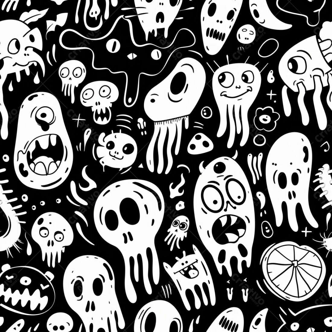 Textura Monstros Cartoon para Fundo Halloween