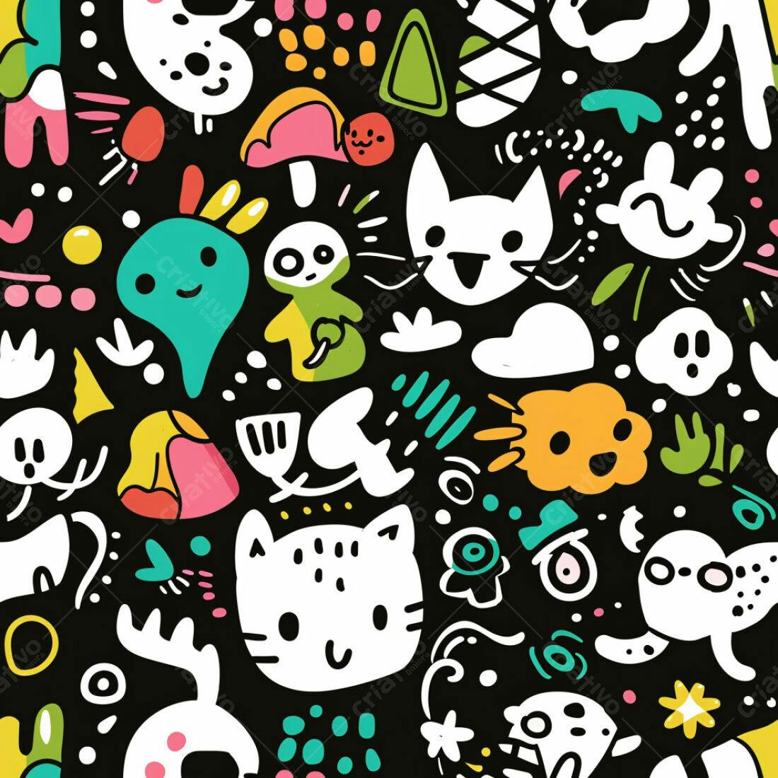 Textura Desenho Infantil Colorido para Fundo