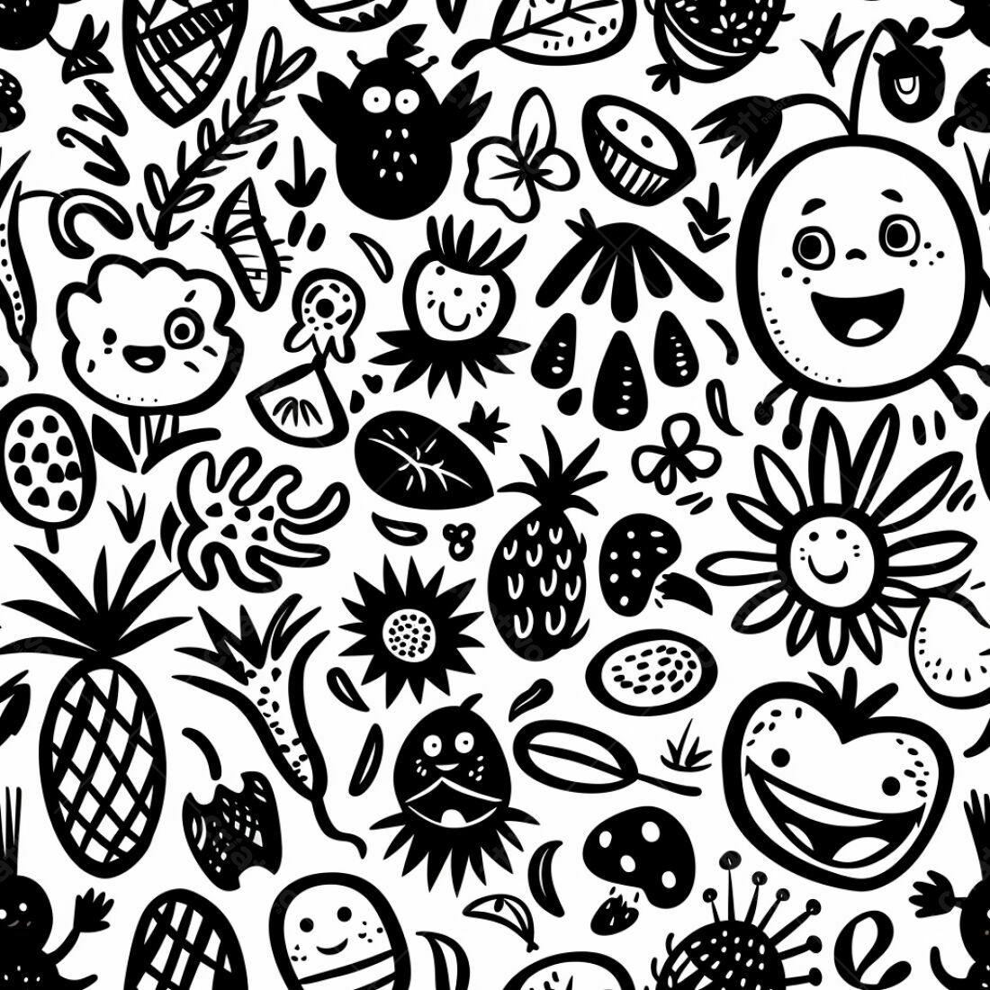 Textura Padrão Infantil Preto e Branco para Fundo