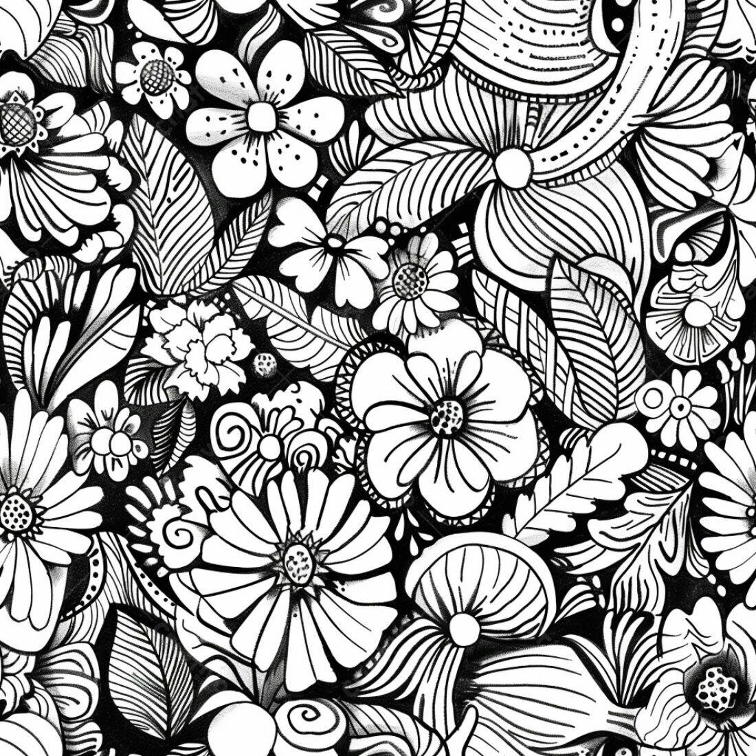 Textura Floral Preto e Branco para Fundo