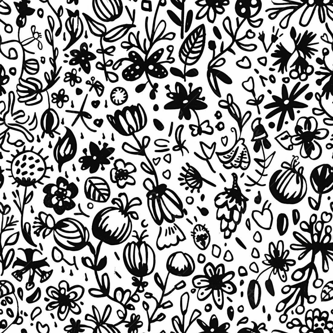 Textura floral preto e branco para fundo