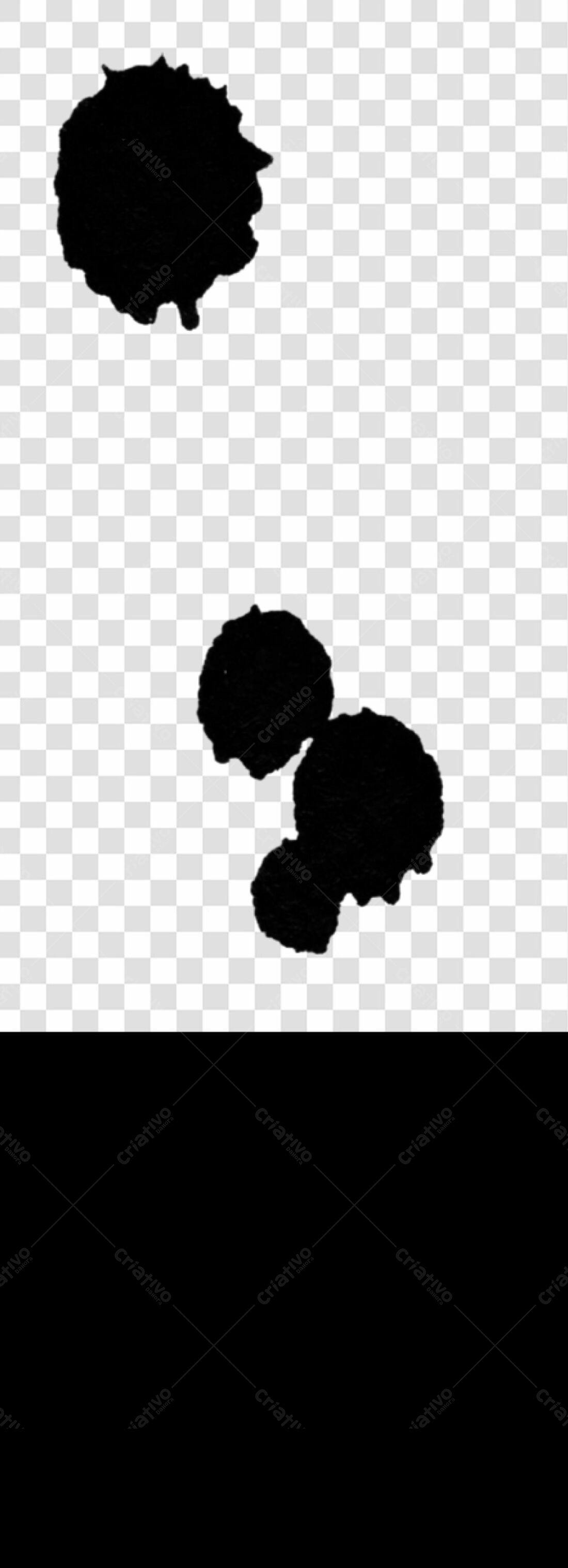 Icones de manchas de tinta preta PNG com fundo transparente