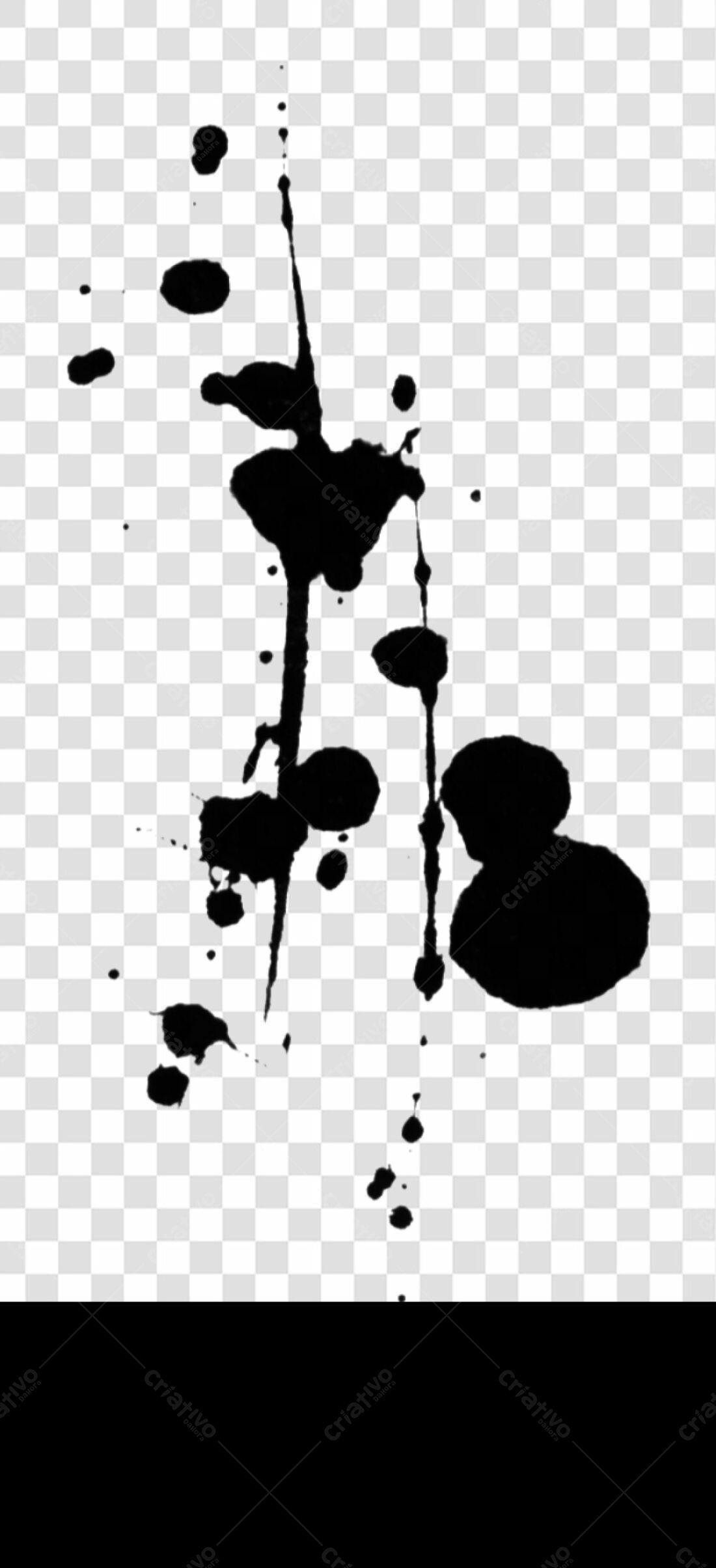 Icone respingos tinta preta PNG com fundo transparente