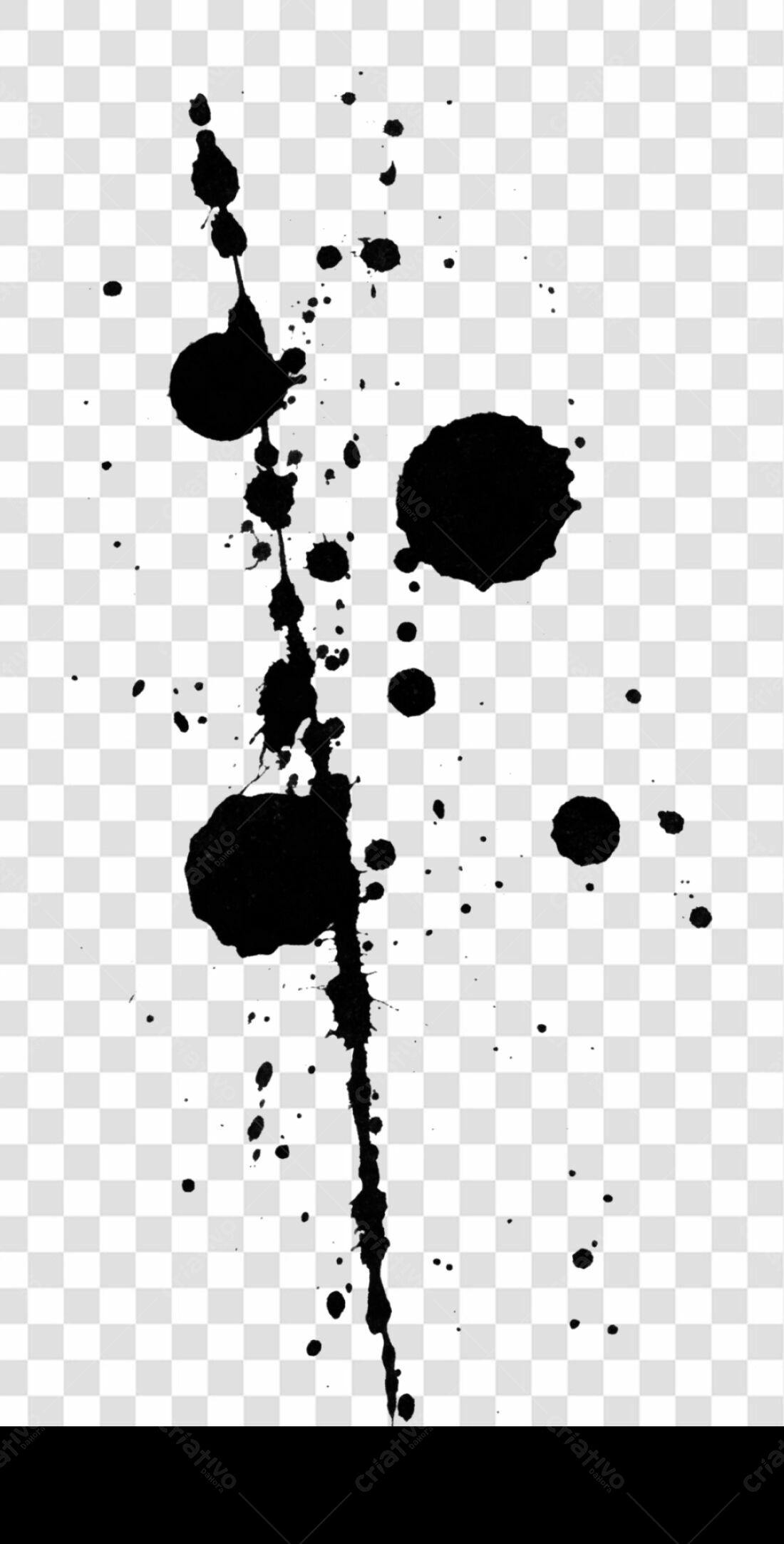 Icone respingos tinta preta PNG com fundo transparente