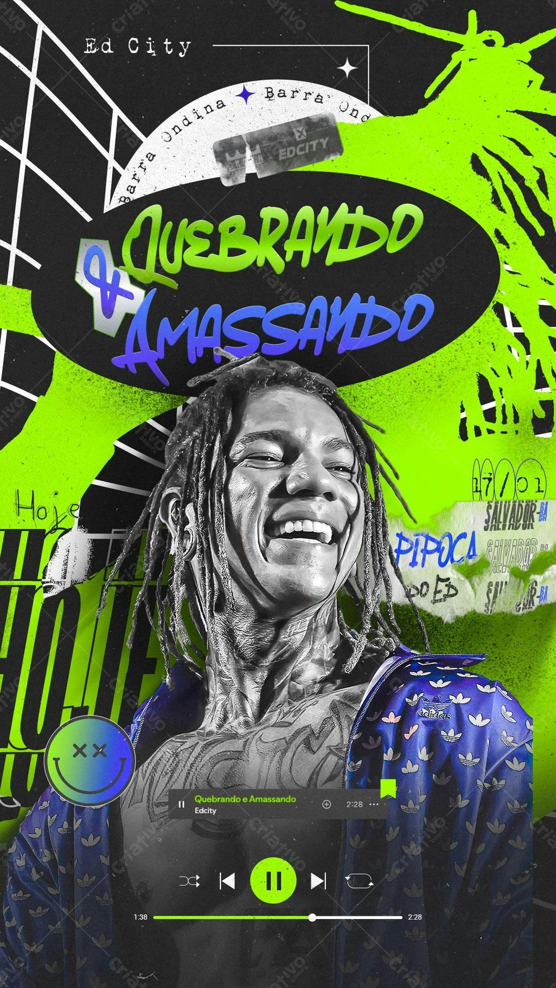Flyer para Show Musical Quebrando e Amassando PSD Editável