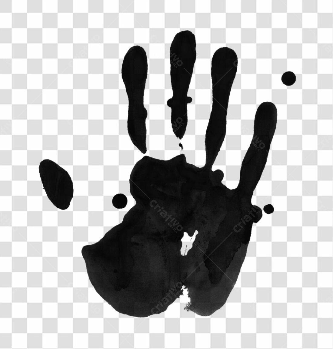 Icone mão em tinta preta PNG com fundo transparente