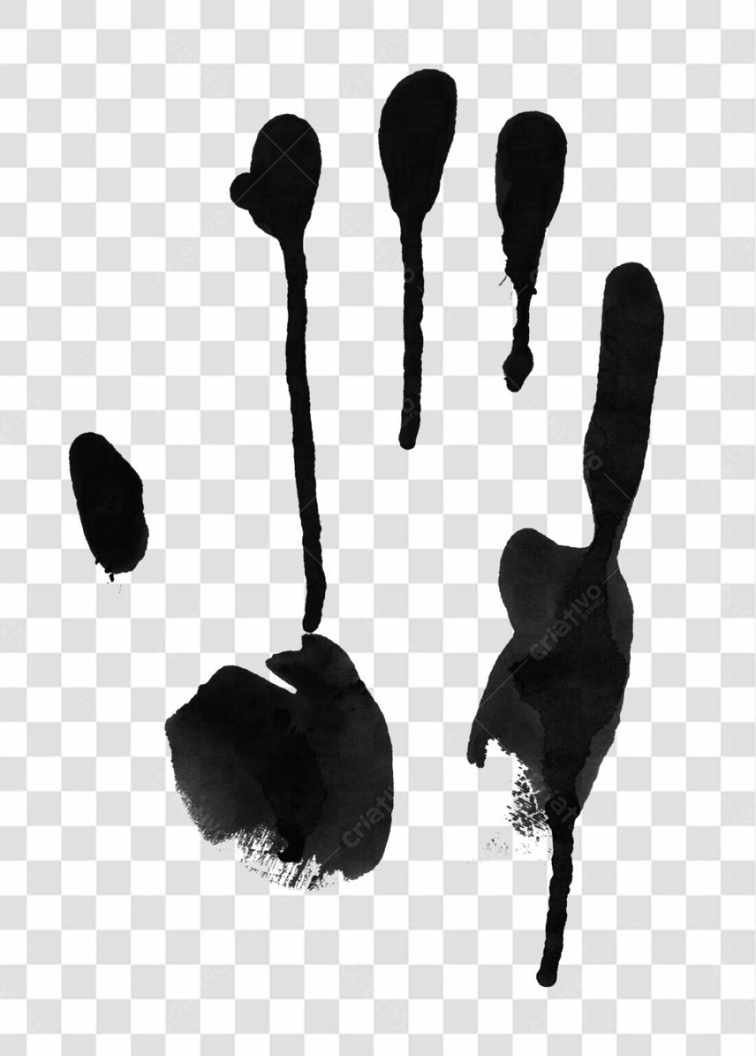 Icone mão em tinta preta PNG com fundo transparente