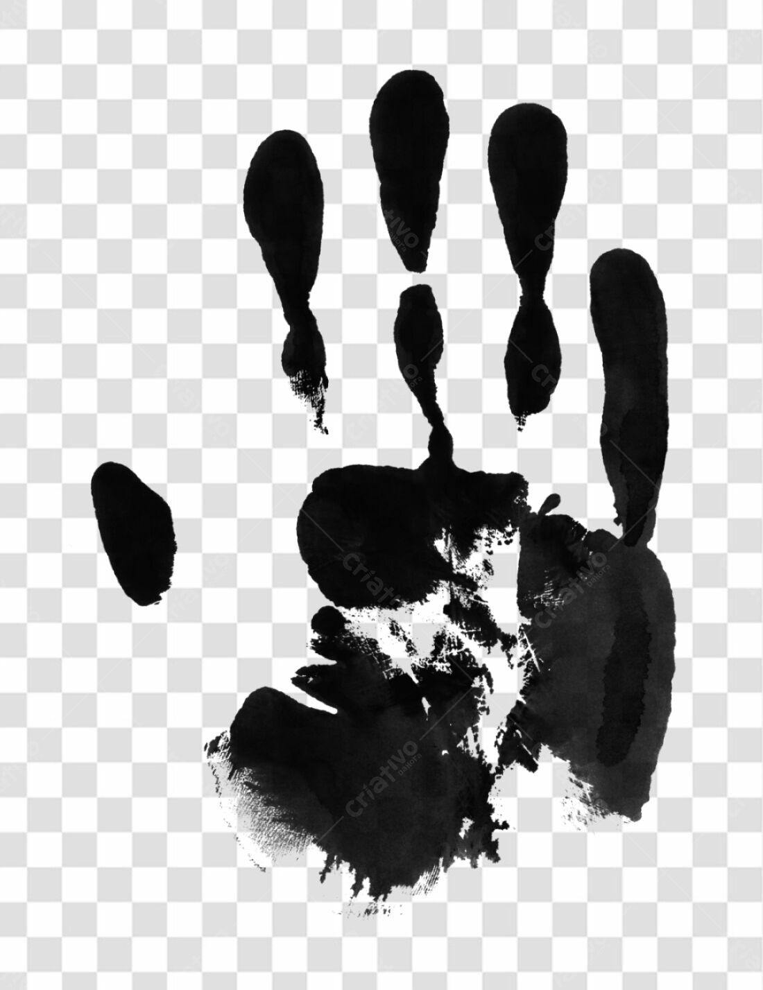 Icone mão em tinta preta PNG com fundo transparente