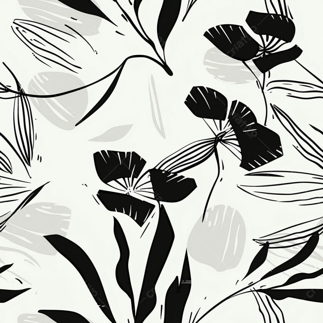 Textura floral preto e branco para fundo