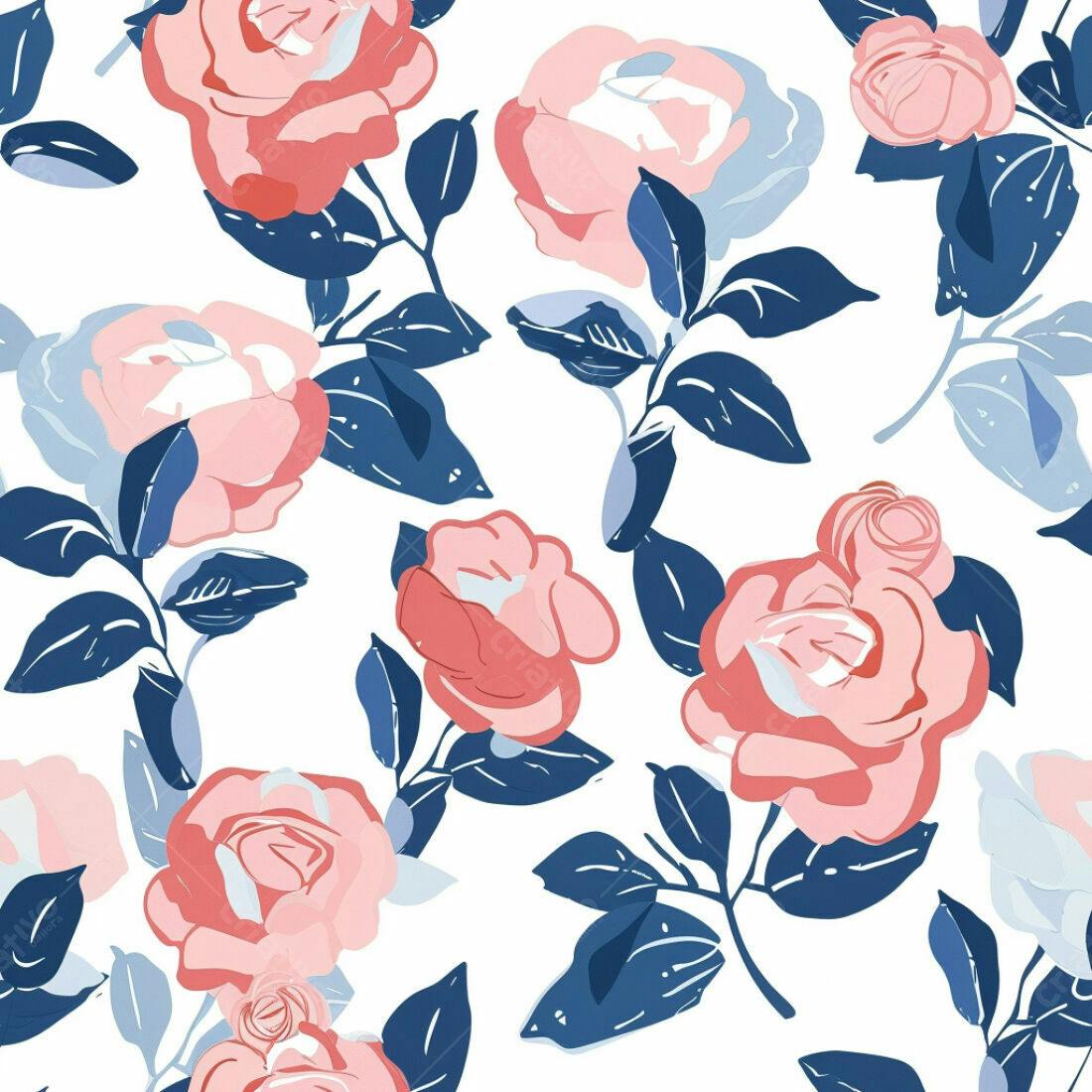Textura floral rosa e azul para fundo