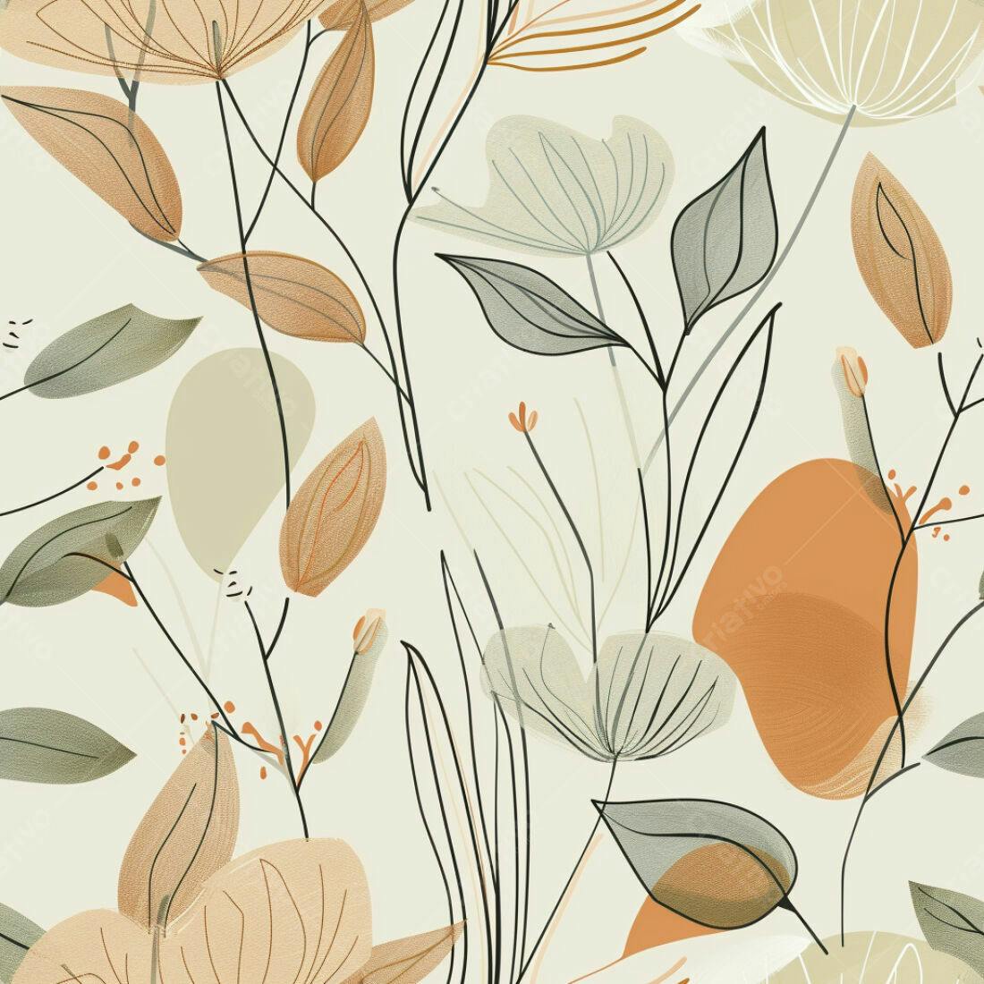 Textura Floral Abstrata Bege para Fundo
