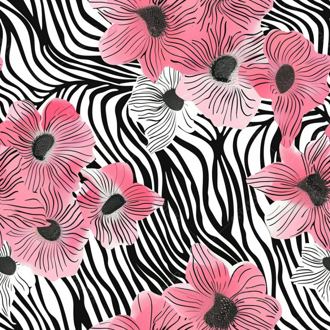 Textura Floral Rosa e Zebra para Fundo