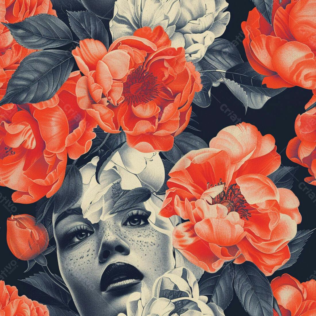 Textura floral vermelho e branco para fundo