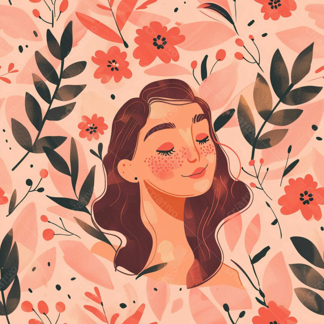 Textura floral pêssego e coral para fundo