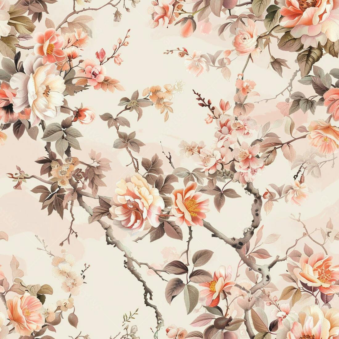 Textura Floral Romântica para Papel de Parede