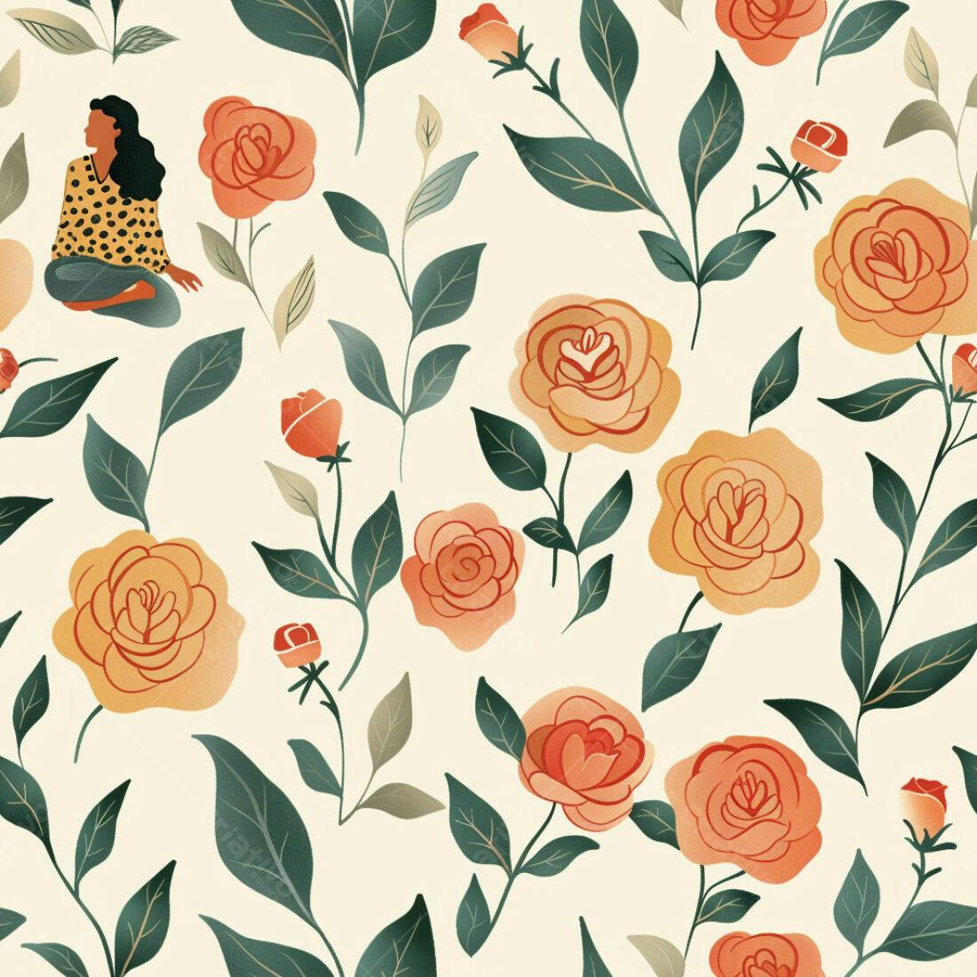 Textura Floral Romântica para Papel de Parede