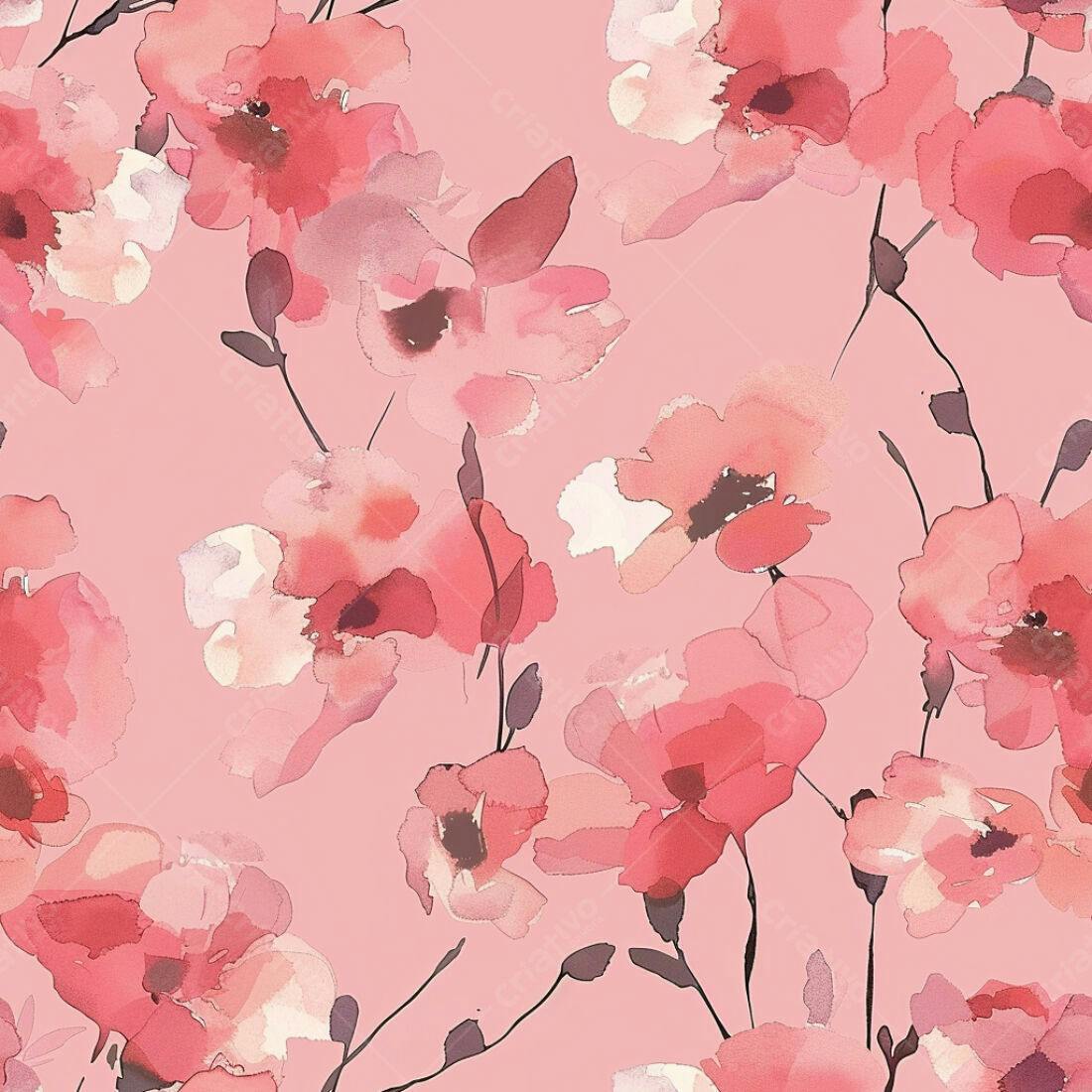 Textura floral aquarela rosa para papel de parede